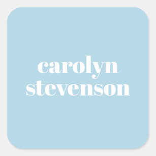 Sticker Carré Typographie moderne en bleu Nom personnalisé