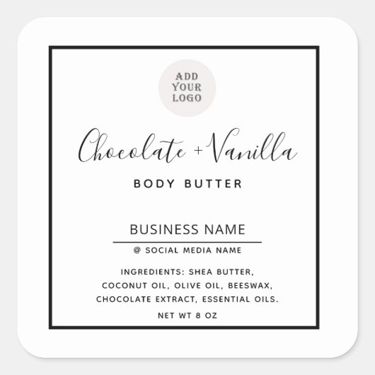 Sticker Carré Typographie moderne simple produit blanc (Devant)