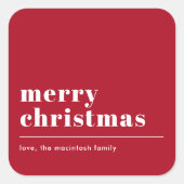 Sticker Carré Typographie moderne simple Rouge (Devant)