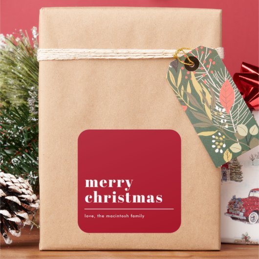 Sticker Carré Typographie moderne simple Rouge (vacances)