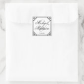 Sticker Carré Typographie noir et blanc Mariage simple (Sac)