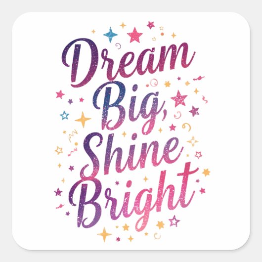 Sticker Carré Typographie positive violette et rose (Devant)