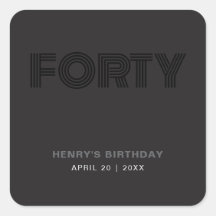 Typographie Rétro Moderne Noir 40e Anniversaire