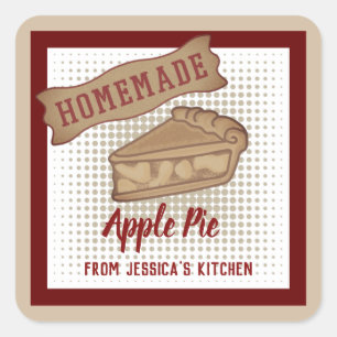 Sticker Carré Typographie rétro vintage à la tarte aux pommes ma