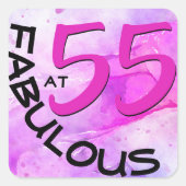 Sticker Carré Typographie rose "55 et fabuleux" Anniversaire (Devant)