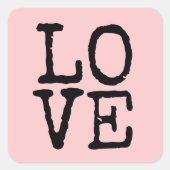 Sticker Carré Typographie simple machine à écrire LoVE autocolla (Devant)