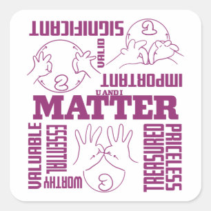 Sticker Carré U et I Matt - ASL Empowerment Design