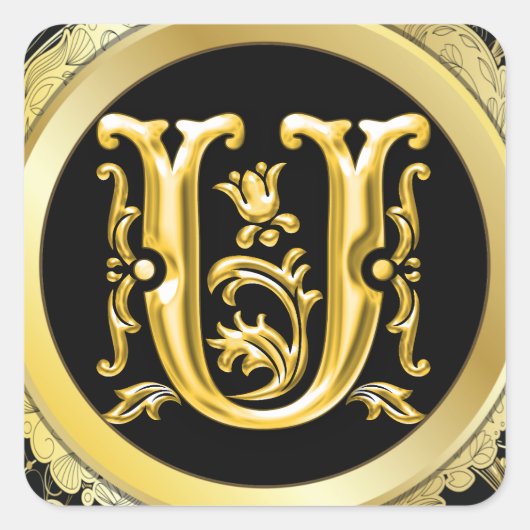 Sticker Carré U initial en or (Devant)