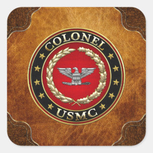 Sticker Carré U.S. Marines : Colonel (Col d'usmc) [3D]