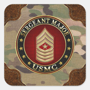 Sticker Carré U.S. Marines : Commandant de sergent (usmc SgtMaj)