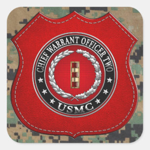 Sticker Carré U.S. Marines : Garantie en chef deux (usmc CWO-2)