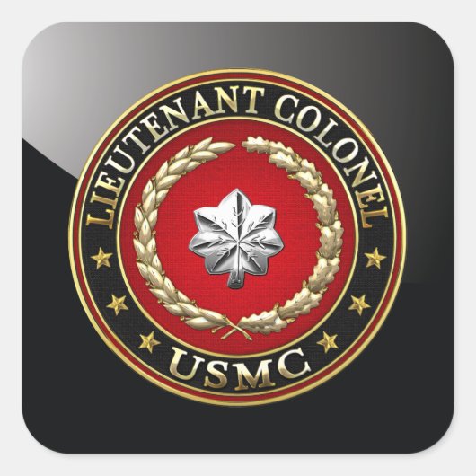 Sticker Carré U.S. Marines : Lieutenant-colonel (USMC LtCol) [3D (Devant)