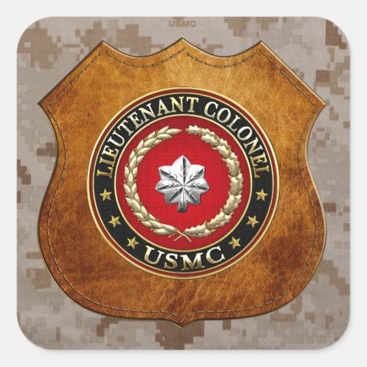 Sticker Carré U.S. Marines : Lieutenant-colonel (USMC LtCol) [3D (Devant)
