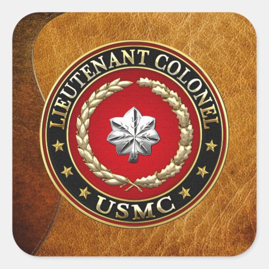 Sticker Carré U.S. Marines : Lieutenant-colonel (USMC LtCol) [3D (Devant)