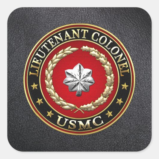 Sticker Carré U.S. Marines : Lieutenant-colonel (USMC LtCol) [3D (Devant)