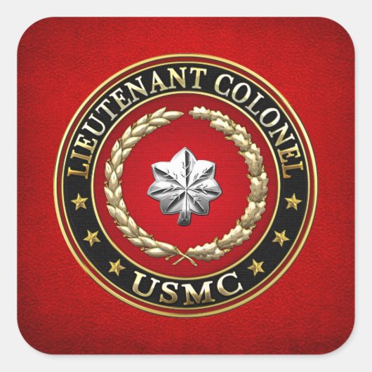 Sticker Carré U.S. Marines : Lieutenant-colonel (USMC LtCol) [3D (Devant)