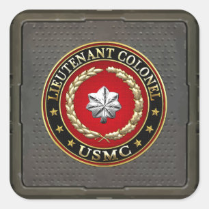 Sticker Carré U.S. Marines : Lieutenant-colonel (USMC LtCol) [3D
