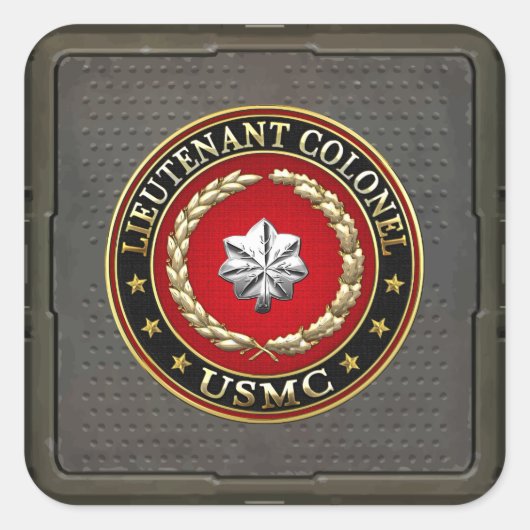 Sticker Carré U.S. Marines : Lieutenant-colonel (USMC LtCol) [3D (Devant)