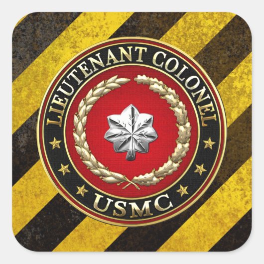 Sticker Carré U.S. Marines : Lieutenant-colonel (USMC LtCol) [3D (Devant)