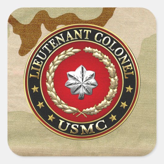 Sticker Carré U.S. Marines : Lieutenant-colonel (USMC LtCol) [3D (Devant)
