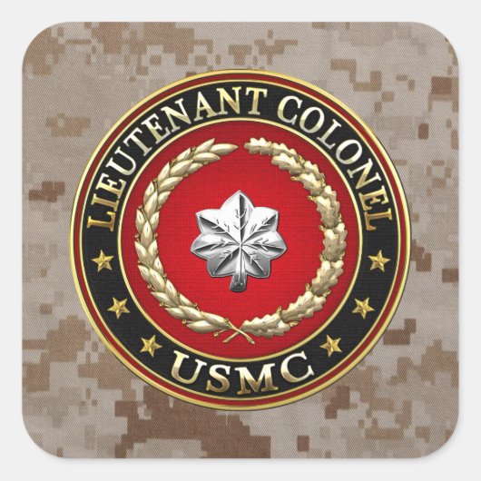 Sticker Carré U.S. Marines : Lieutenant-colonel (USMC LtCol) [3D (Devant)