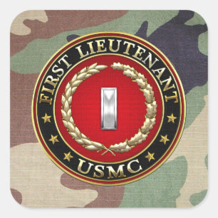 Sticker Carré U.S. Marines : Premier lieutenant (usmc 1stLt)