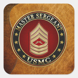 Sticker Carré U.S. Marines : Sergent maître (usmc MSgt) [3D]