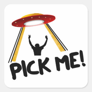 Sticker Carré UFO Alien Ship - Pick Me!