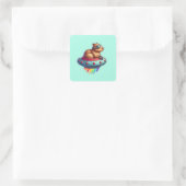 Sticker Carré UFO Rainbow Capybara (Sac)