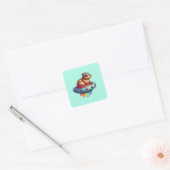 Sticker Carré UFO Rainbow Capybara (Enveloppe)