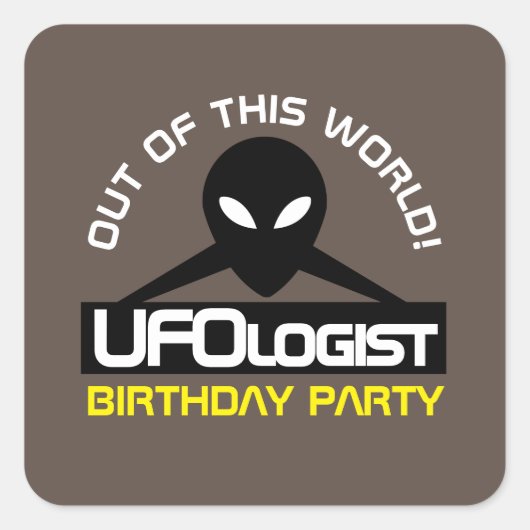 Sticker Carré UFOlogist Party, Anniversaire (Devant)