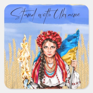 Sticker Carré Ukraine Femme soutien Drawstring Carnet porte