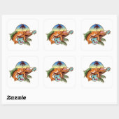 Sticker Carré ukulele de homard (Feuille)