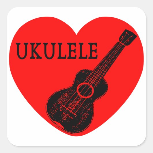 Sticker Carré Ukulele Love (Devant)