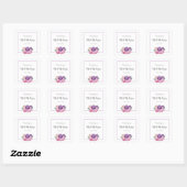 Sticker Carré Ultra violet et rose Roses mariage merci (Feuille)