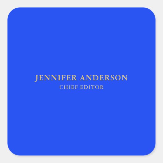 Sticker Carré Ultramarine Blue Gold Professional Modern Plain (Devant)
