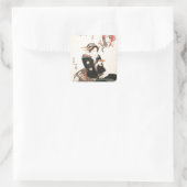 Sticker Carré Un acteur de kabuki réfléchi à la Coupe du saké (Sac)