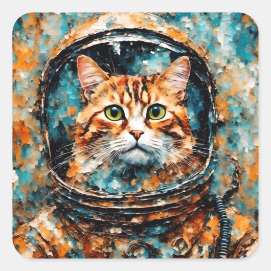Sticker Carré un adorable astronaute de chat (Devant)