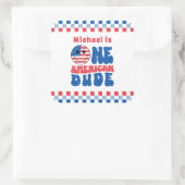 Sticker Carré Un Américain 4 juillet 1er anniversaire (Sac)