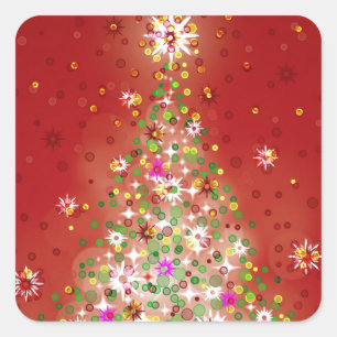 Sticker Carré Un arbre de Noël qui rougeoie