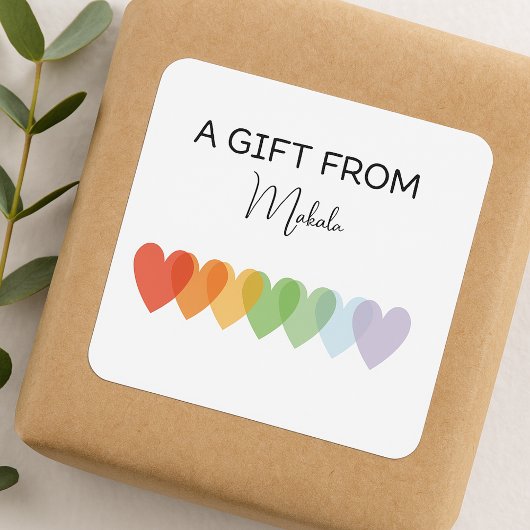 Sticker Carré Un Arc-En-Ciel Simple Et Moderne