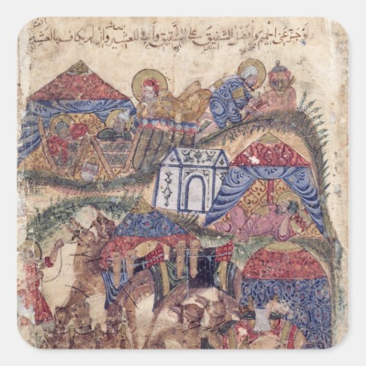 Sticker Carré Un arrêt de caravane, du Maqamat par (Devant)