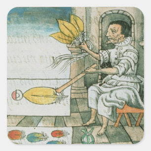 Sticker Carré Un artisan aztèque de plume