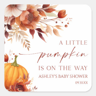 Sticker Carré Un Baby shower Floral Un Peu Citrouille Rusty Burg