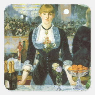 Sticker Carré Un bar aux Folies Bergere par Edouard Manet
