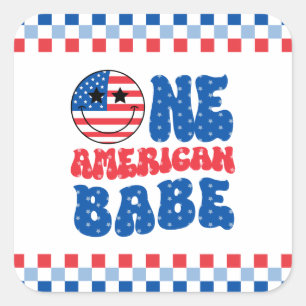 Sticker Carré Un bébé américain 4 juillet 1er anniversaire