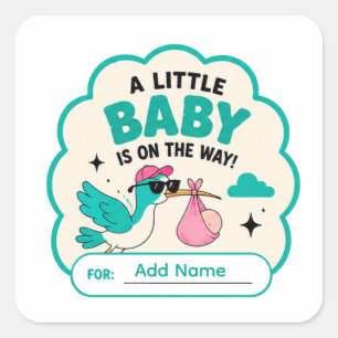 Sticker Carré 🕊️ Un bébé arrive Prénom 🕊️
