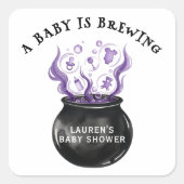 Sticker Carré Un bébé brasse le Baby shower d'Halloween Cauldron (Devant)