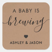 Sticker Carré Un bébé brasse Sticker, Café Kraft Favoriser (Devant)