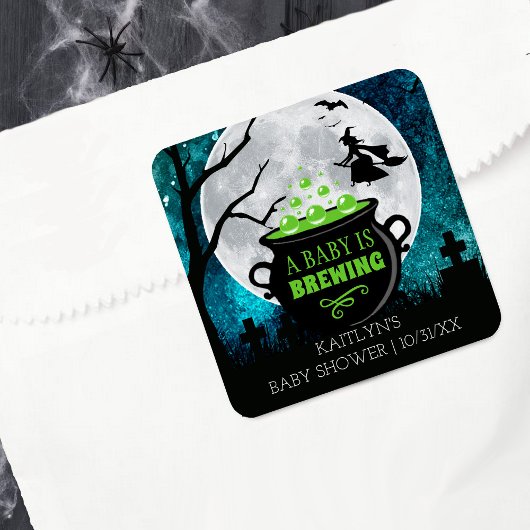 Sticker Carré Un bébé brasse un Baby shower d'Halloween